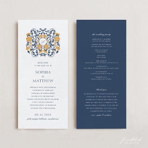 Programa de Casamento Floral Art Nouveau Monograma