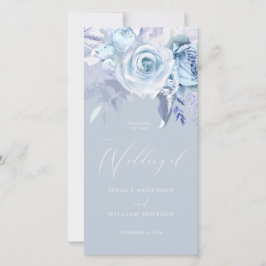 Programa de Casamento Floral Azul Bonito