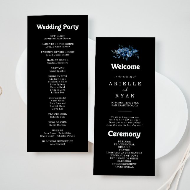 Programa de Casamento Floral Azul Marinho (Criador carregado)