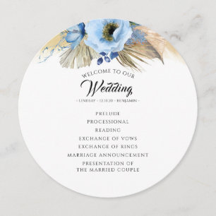 Programa de Casamento Floral Azul Pampas Grass Dus