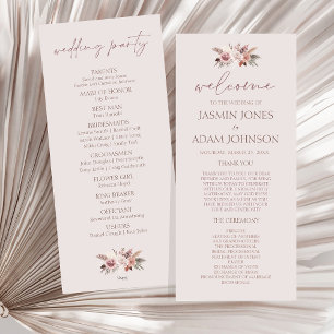 Programa de Casamento Floral Boho de Blush Beige P