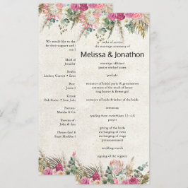 Programa de Casamento Floral Boho Pastel Neutro