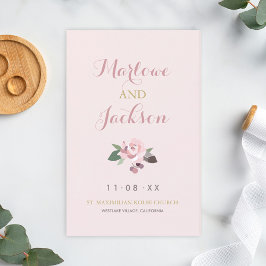 Programa de Casamento Floral Boho rosa Pink Peony