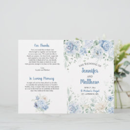 Programa de Casamento Floral Branco e Azul Pálido