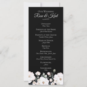 Programa de Casamento Floral Branco Negro Elegante