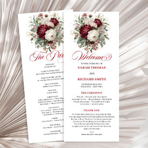Programa de Casamento Floral Burgundy Rosa Delicad