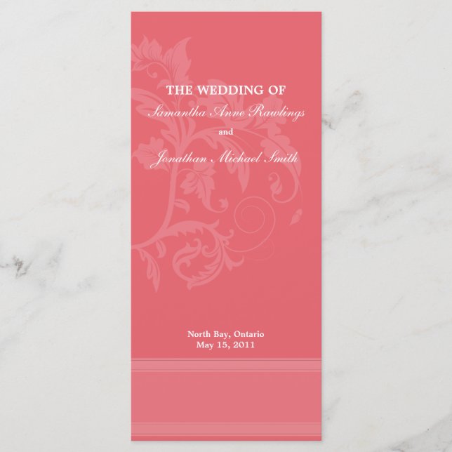Programa de Casamento Floral - Casamento Rosa Hone (Frente)