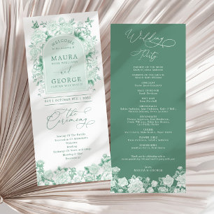 Programa de Casamento Floral Chic Sage Green Chino