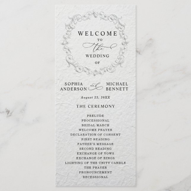 Programa de Casamento Floral com Relevo Falso (Frente)