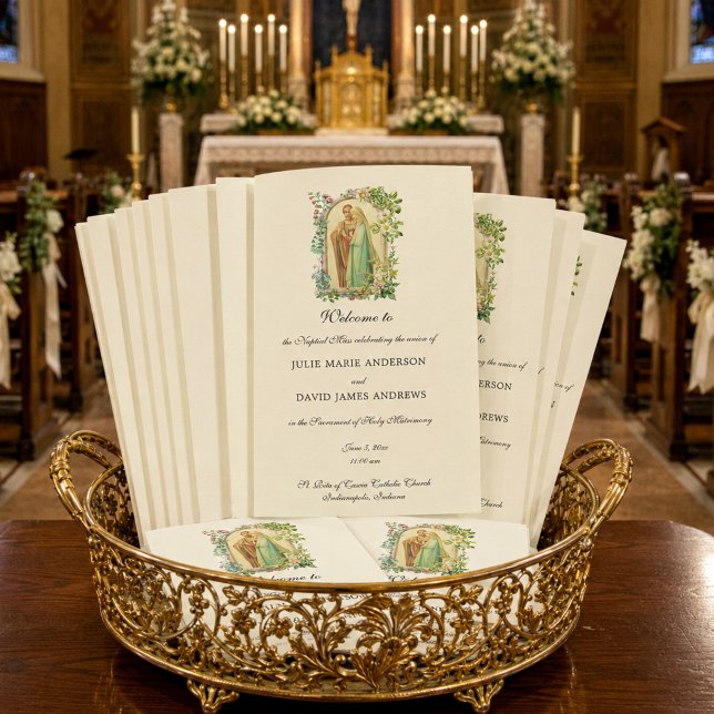 Programa de Casamento Floral da Missa Latina Catól (Criador carregado)