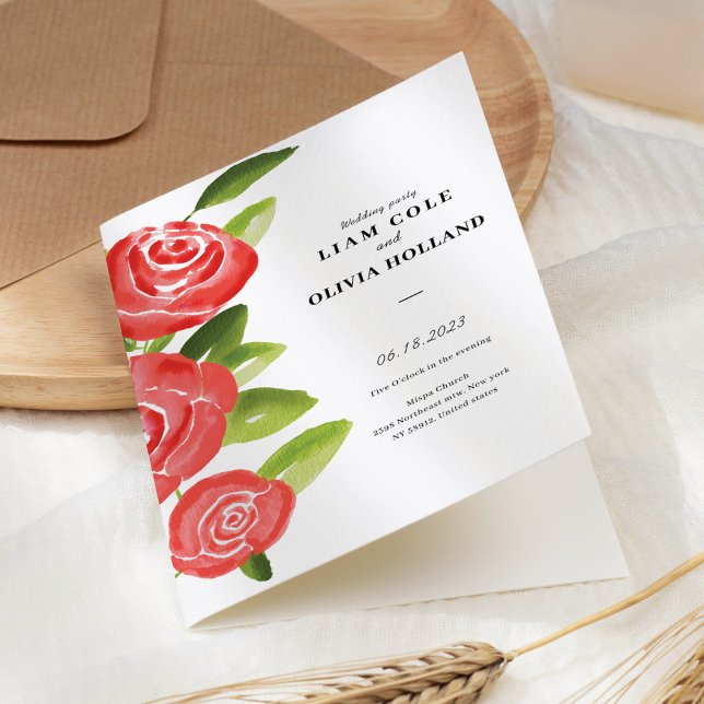 Programa de Casamento Floral da rosa vermelha (Criador carregado)