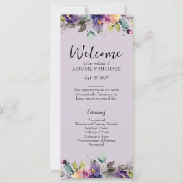 Programa de Casamento Floral de abstrato Watercolo