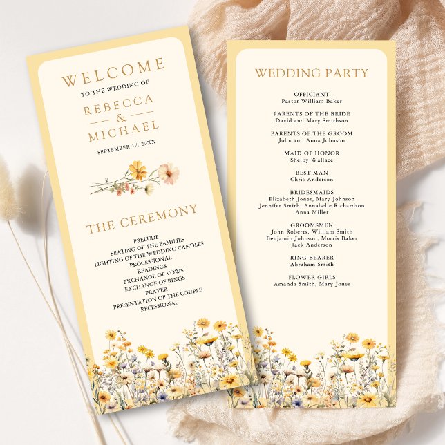 Programa de Casamento Floral de Amarelo Boho Flor  (Criador carregado)
