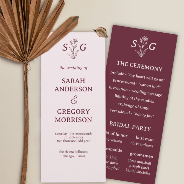 Programa de Casamento Floral de Boho Simples (Criador carregado)