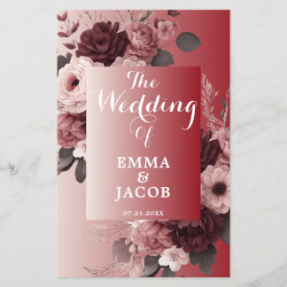 Programa de Casamento Floral de Borgonha Rosa-Cinz