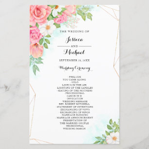 Programa de Casamento Floral de Buquês Turquesa Ro