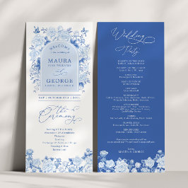 Programa de Casamento Floral de Chinoiserie Branca