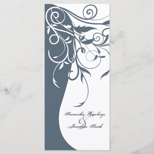 Programa de Casamento - Floral de Contraste Branco (Frente)