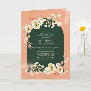 Programa de Casamento Floral de Coral Verde Emeral