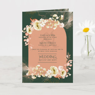 Programa de Casamento Floral de Coral Verde Emeral