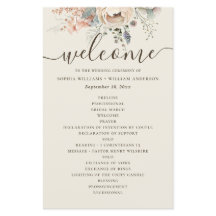 Programa de casamento floral de jardim de aquarela