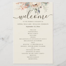 Programa de casamento floral de jardim em aquarela