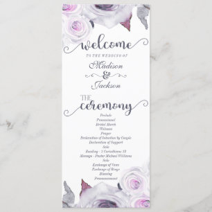 Programa de Casamento Floral de lavandas e Cinzas