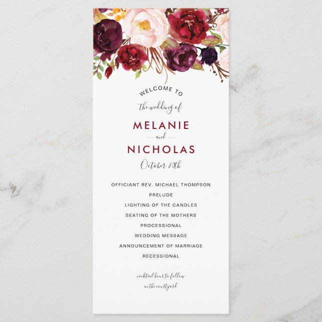 Programa de Casamento Floral de Marsala, 4163 (Frente)