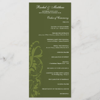Programa de Casamento Floral de Olive Green