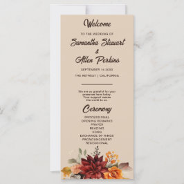 Programa de Casamento Floral de Outono em Terracot