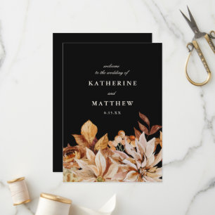 Programa de Casamento Floral de Outono Preto Elega