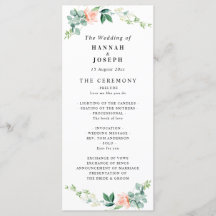 programa de casamento floral de pêssego