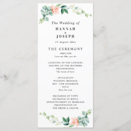 programa de casamento floral de pêssego