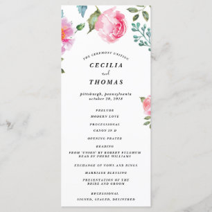 Programa de Casamento Floral de primavera Peony