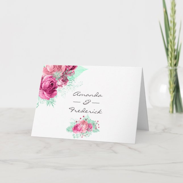 Programa de Casamento Floral de Rosa e Mint (Frente)