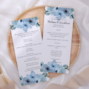 Programa de Casamento Floral de Rosas Azuis de Pas