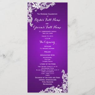 Programa de Casamento Floral de Roxo e Vintage
