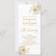 Programa de Casamento Floral de Script Dourado Ele
