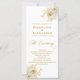 Programa de Casamento Floral de Script Dourado Ele
