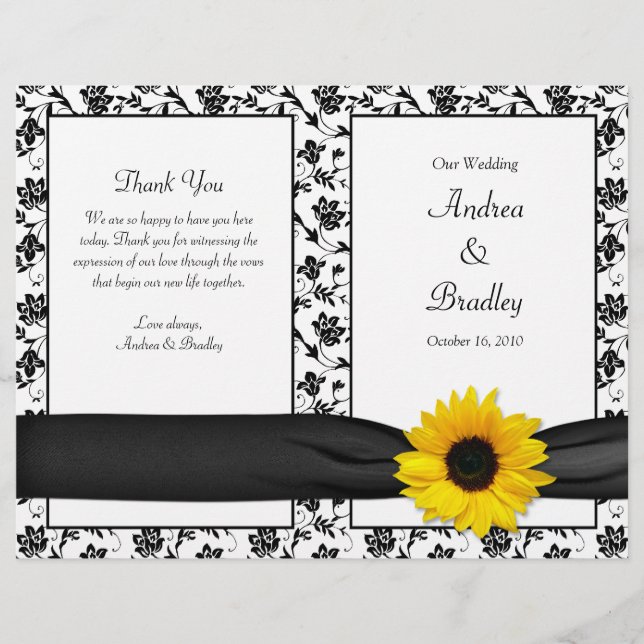 Programa de Casamento Floral de Sunflower Damask (Frente)