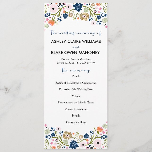 Programa de Casamento Floral do Buquê bonito | Azu (Frente)