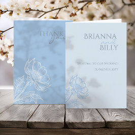 Programa de Casamento Floral Dobrado de Azul Minim