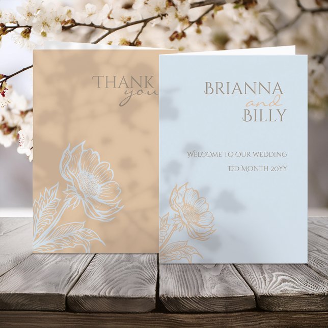 Programa de Casamento Floral Dobrado Minimalista (Criador carregado)