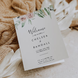 Programa de Casamento Floral Dobrado, Verde-Rosa,