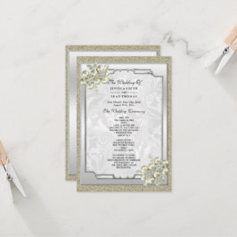 Programa de Casamento Floral, Dourado e Silver