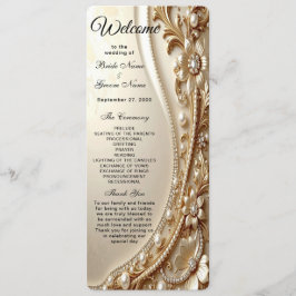 Programa de Casamento Floral Dourado Elegante