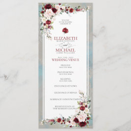 Programa de Casamento Floral Dusty Blue Burgundy