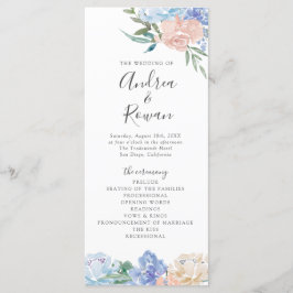 Programa de Casamento Floral Dusty Blue e Pink