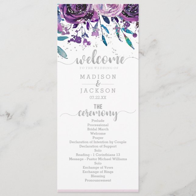 Programa de Casamento Floral e Silver de Chic Purp (Frente)