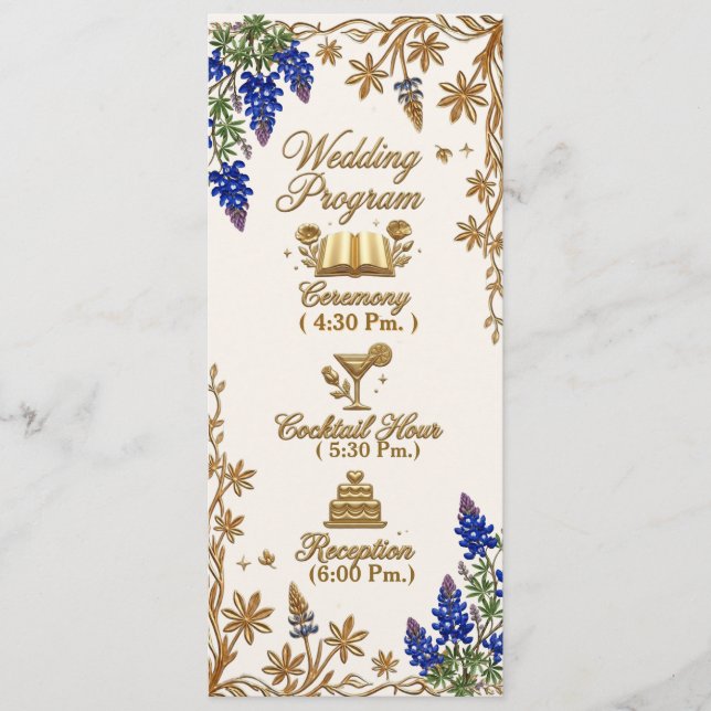 Programa de Casamento Floral Elegante com Miçanga  (Frente)